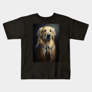 Adorable Dog in a Suit: A Perfect Blend of Elegance and Cuteness Golden Retriever Kids T-Shirt